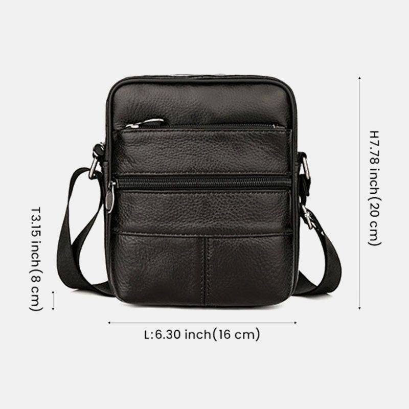 Herre Multi-pocket Anti-tyveri First Layer Cowhide Crossbody Tasker Retro Stor Kapacitet Letvægts 6.5 Tommer Phne Bag Messenger Bag Håndtaske