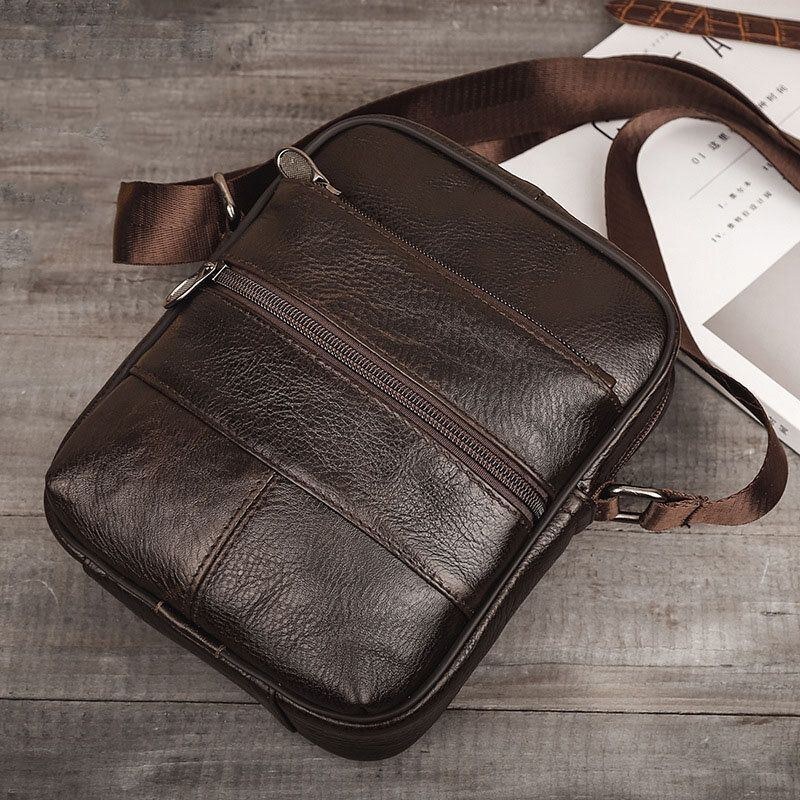 Herre Multi-pocket Anti-tyveri First Layer Cowhide Crossbody Tasker Retro Stor Kapacitet Letvægts 6.5 Tommer Phne Bag Messenger Bag Håndtaske