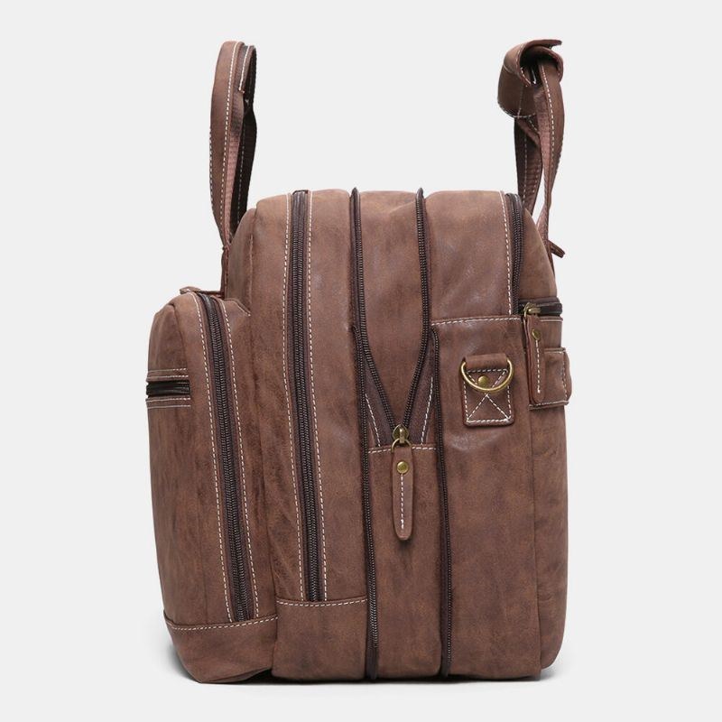 Herre Multifunktion Multi-lomme Lærertaske Vintage Stor Kapacitet 15.6 Tommer Bærbare Tasker Dokumentmapper Crossbody Skuldertaske Håndtaske