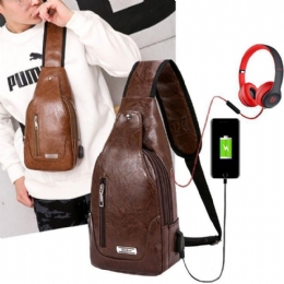 Herre Multifunktionel Usb Crossbody-taske Brysttaske Skuldertaske Business Outdoor