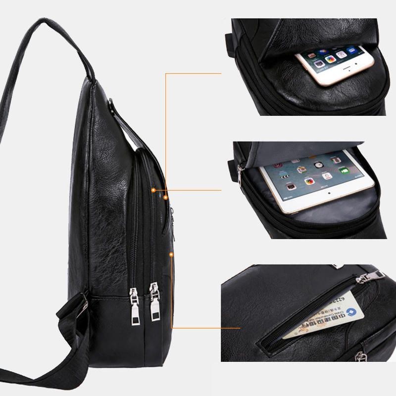 Herre Multifunktionel Usb Crossbody-taske Brysttaske Skuldertaske Business Outdoor