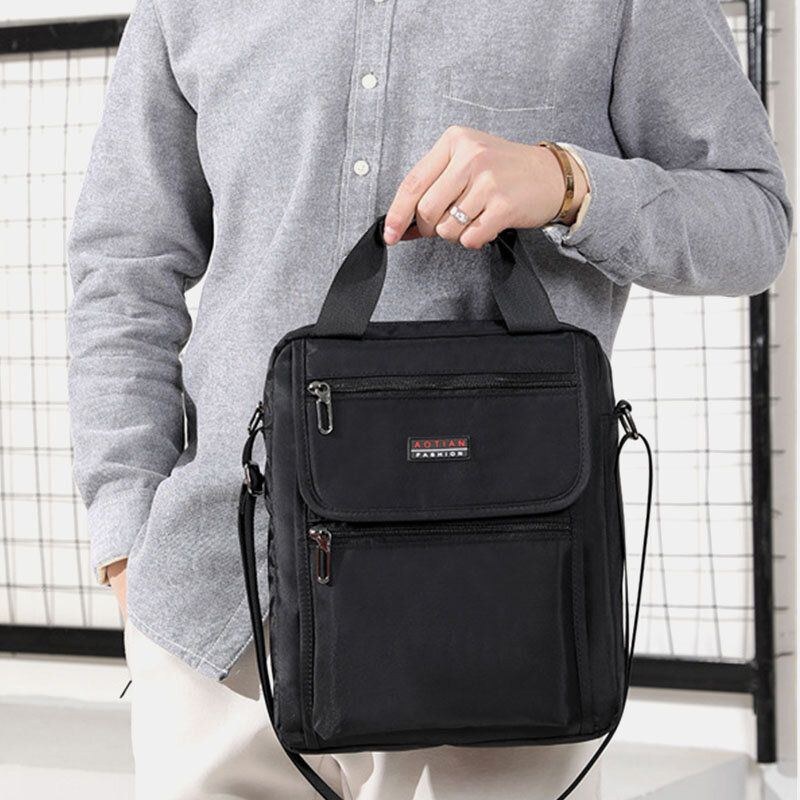 Herre Nylon Casual Brief Vandtæt Multi-pocket Multi-purpose 12 Tommer Bærbar Taske Håndtaske Skuldertaske Crossbody Taske