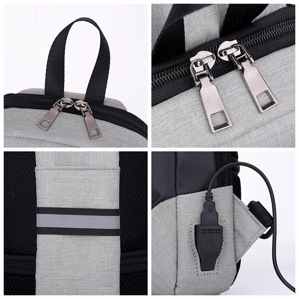 Herre Nylon Fritid Vandtæt Brysttaske Stor Kapacitet Crossbody Taske Med Usb-opladning