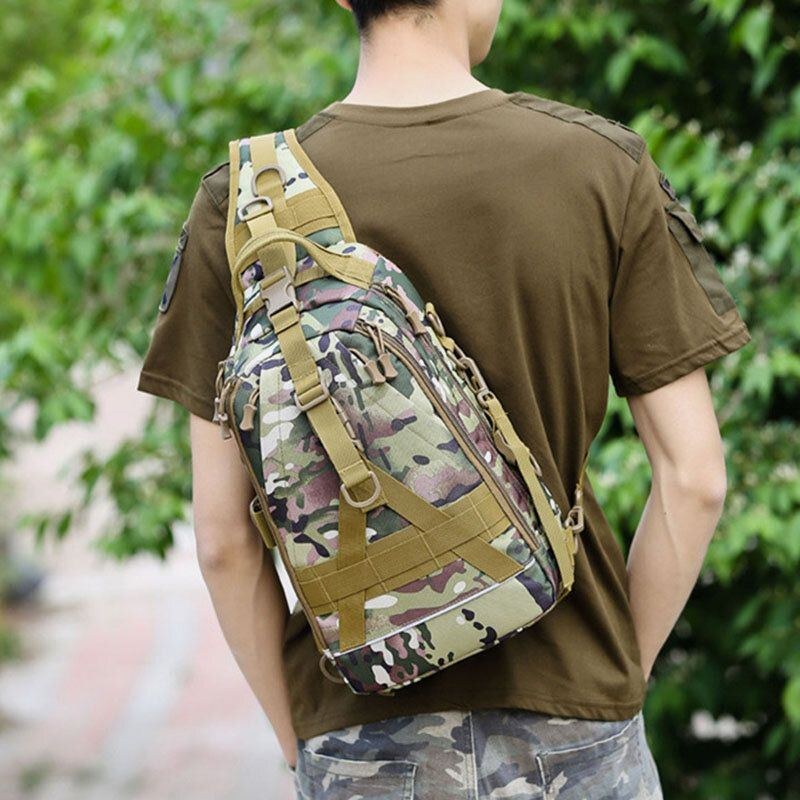 Herre Oxford Camo Multifunktion Vandtæt Udendørs Sports Ridning Taktisk Skuldertaske Crossbody Taske Brysttaske