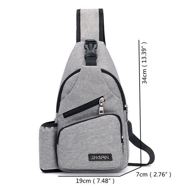 Herre Oxford Stor Kapacitet Afslappet Udendørs Rejse Usb Ladeport Sling Bag Brysttaske Crossbody Taske