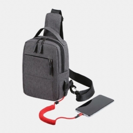 Herre Polyester Usb Opladning Stor Kapacitet Flerlags Business Crossbody Taske Brysttaske Sling Bag