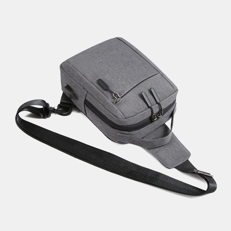 Herre Polyester Usb Opladning Stor Kapacitet Flerlags Business Crossbody Taske Brysttaske Sling Bag