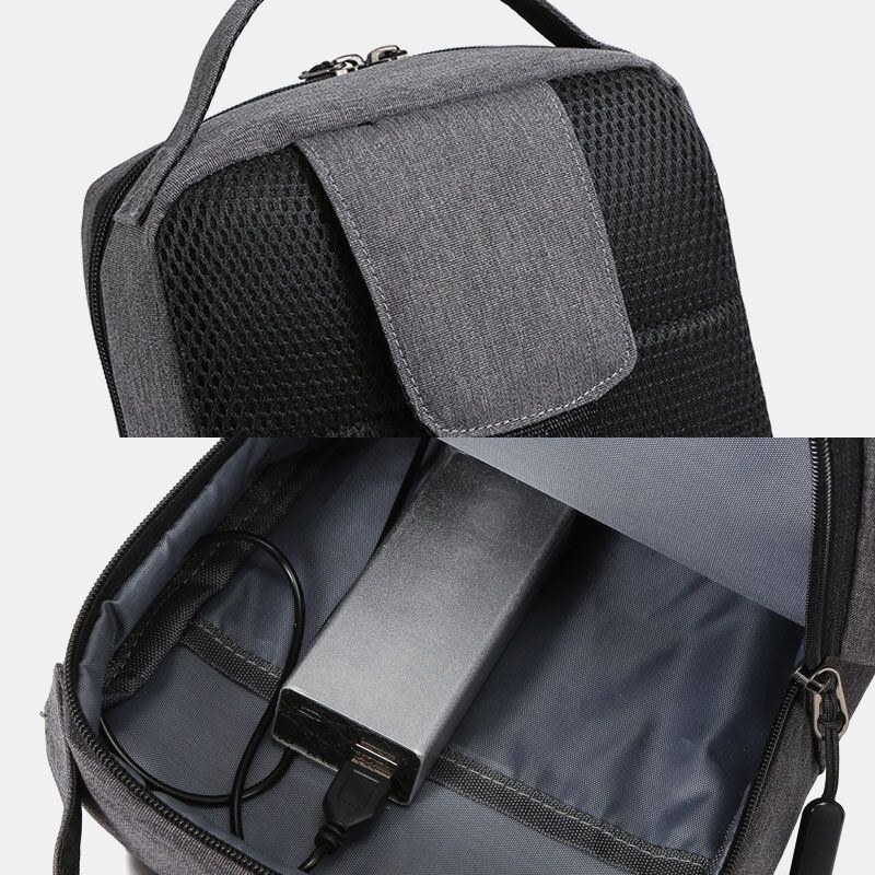 Herre Polyester Usb Opladning Stor Kapacitet Flerlags Business Crossbody Taske Brysttaske Sling Bag