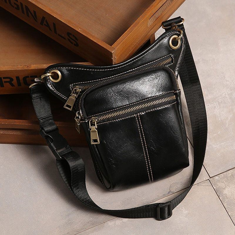 Herre Pu Blødt Læder Multi-lomme Multifunktion Ensfarvet Crossbody Skuldertaske