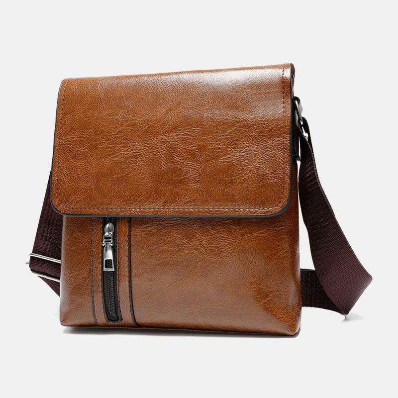 Herre Pu Læder Anti-tyveri Skulder Stor Kapacitet Retro 6.3 Tommer Telefontaske Crossbody Tasker