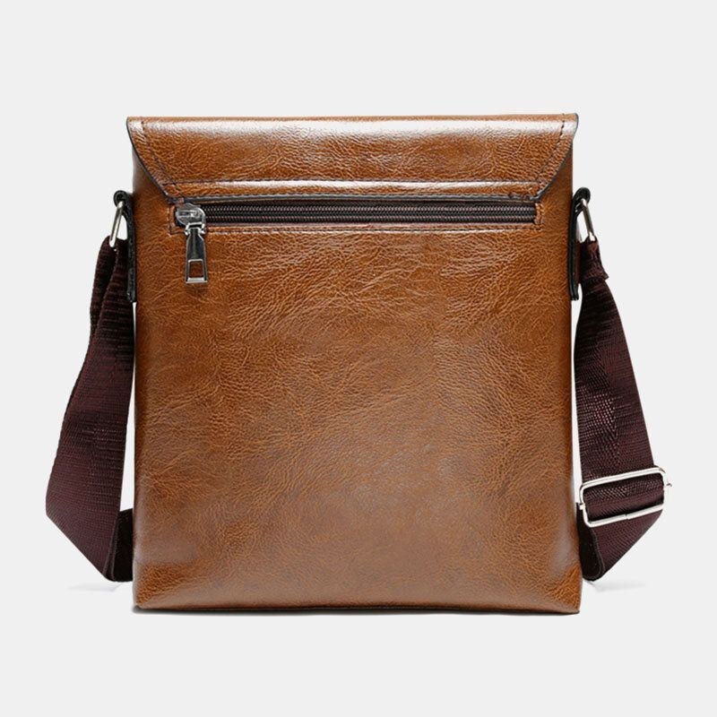 Herre Pu Læder Anti-tyveri Skulder Stor Kapacitet Retro 6.3 Tommer Telefontaske Crossbody Tasker