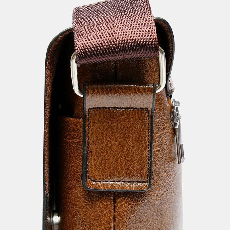 Herre Pu Læder Anti-tyveri Skulder Stor Kapacitet Retro 6.3 Tommer Telefontaske Crossbody Tasker