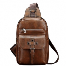 Herre Pu Læder Business Casual Brysttaske Crossbody Skuldertaske Til Fritid