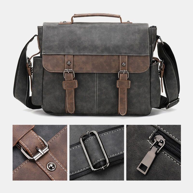 Herre Pu-læder Flap-over Crossbody-tasker Med Stor Kapacitet Casual Fashion Messenger-taske Med Flere Lommer Håndtaske Skuldertaske