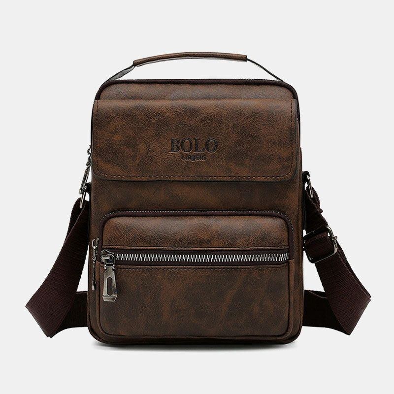 Herre Pu Læder Multi-lomme Anti-tyveri Messenger Bag Crossbody Tasker Skuldertaske Håndtaske Briefcase