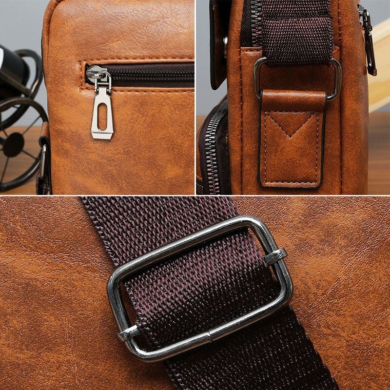 Herre Pu Læder Multi-lomme Anti-tyveri Messenger Bag Crossbody Tasker Skuldertaske Håndtaske Briefcase