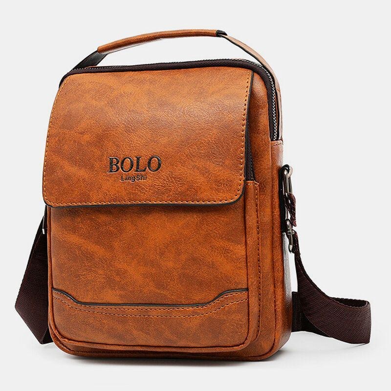 Herre Pu Læder Multi-lomme Anti-tyveri Retro Crossbody Tasker Skuldertaske Håndtaske Messenger Bag Briefcase