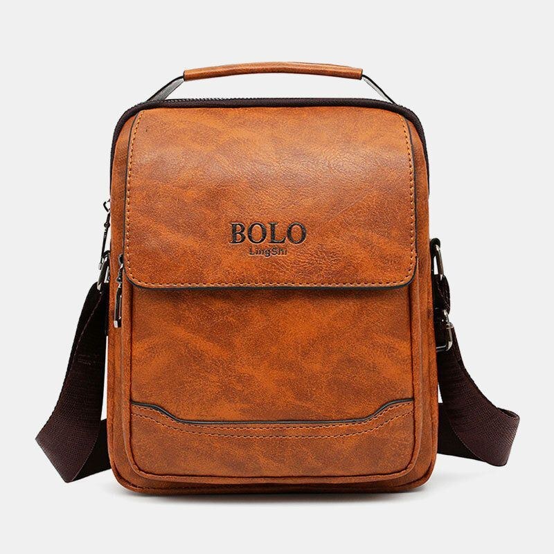 Herre Pu Læder Multi-lomme Anti-tyveri Retro Crossbody Tasker Skuldertaske Håndtaske Messenger Bag Briefcase