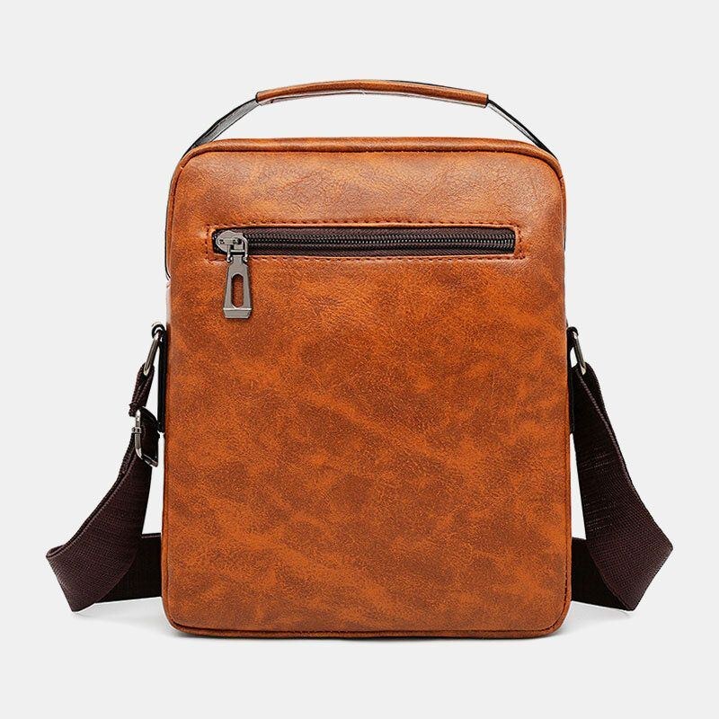 Herre Pu Læder Multi-lomme Anti-tyveri Retro Crossbody Tasker Skuldertaske Håndtaske Messenger Bag Briefcase