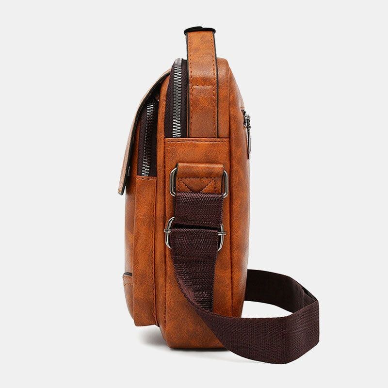 Herre Pu Læder Multi-lomme Anti-tyveri Retro Crossbody Tasker Skuldertaske Håndtaske Messenger Bag Briefcase