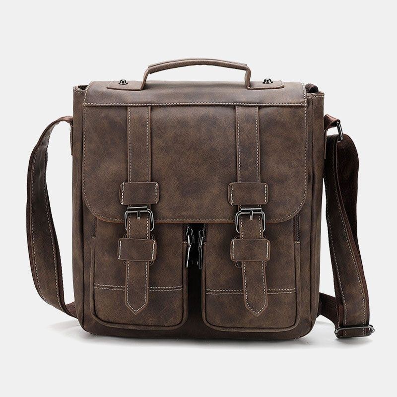 Herre Pu Læder Multi-lommer Vintage Casual Vandtæt Åndbar Crossbody Tasker Skuldertasker