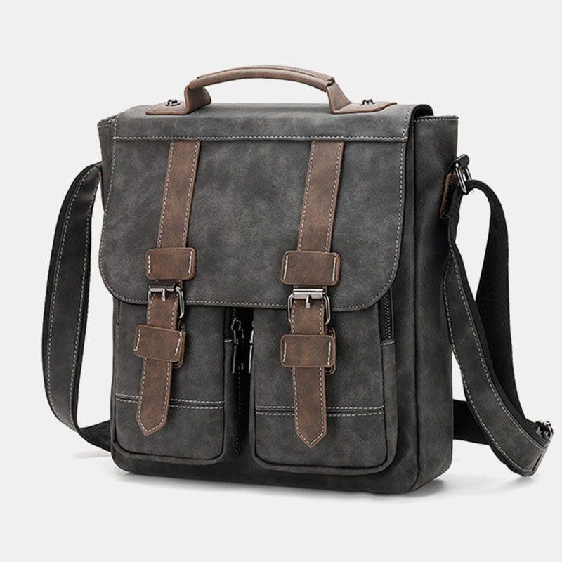 Herre Pu Læder Multi-lommer Vintage Casual Vandtæt Åndbar Crossbody Tasker Skuldertasker