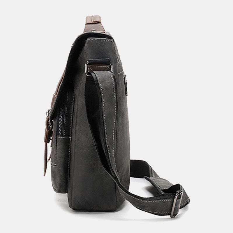 Herre Pu Læder Multi-lommer Vintage Casual Vandtæt Åndbar Crossbody Tasker Skuldertasker