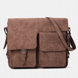 Herre Pu Læder Multifunktion Anti-tyveri Stor Kapacitet Multi-lomme Crossbody Taske Skuldertaske