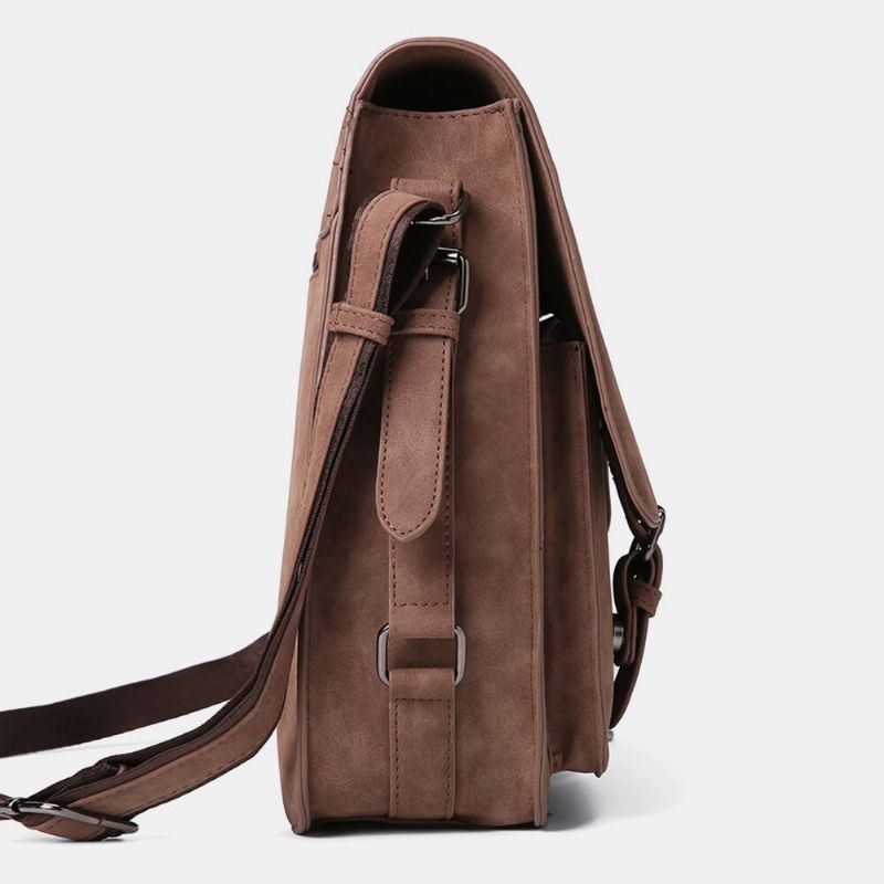 Herre Pu Læder Multifunktion Anti-tyveri Stor Kapacitet Multi-lomme Crossbody Taske Skuldertaske