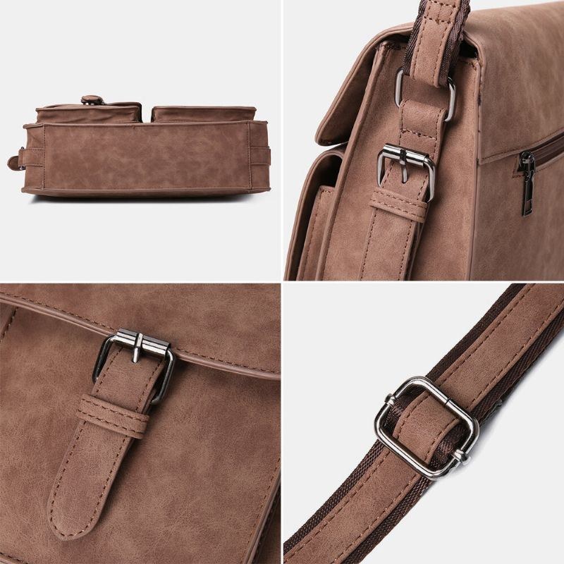 Herre Pu Læder Multifunktion Anti-tyveri Stor Kapacitet Multi-lomme Crossbody Taske Skuldertaske