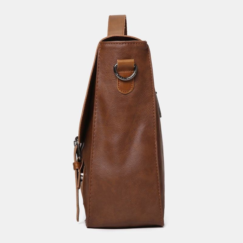 Herre Pu Læder Multifunktion Lærertaske Med Flere Lommer Briefcase Crossbody Skuldertaske