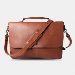 Herre Pu Læder Multifunktion Vintage 15.6" Laptop Anti-tyveri Briefcase Messenger Bag Crossbody Taske