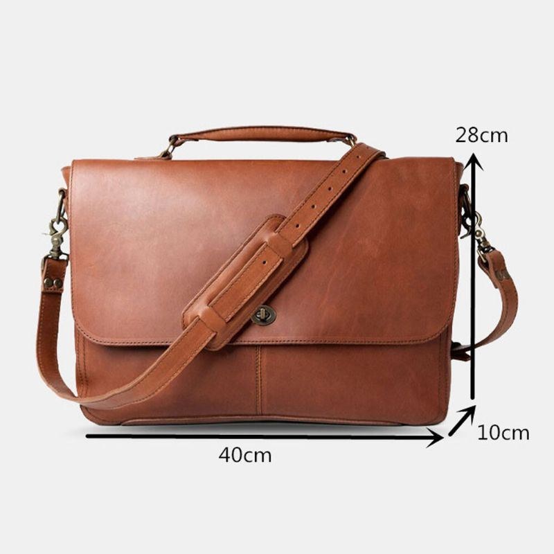 Herre Pu Læder Multifunktion Vintage 15.6" Laptop Anti-tyveri Briefcase Messenger Bag Crossbody Taske