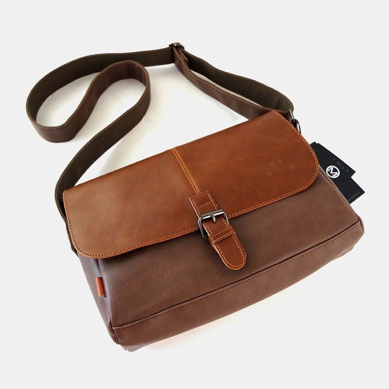 Herre Pu Læder Stor Kapacitet Tyveribeskyttelsesdæksel Lynlås Vintage Casual Messenger Bag Crossbody Bag Skuldertaske