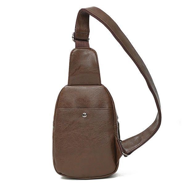 Herre Pu Læder Vandtæt Casual Crossbody Taske Brysttaske Cykling Udendørs Sport Skuldertaske