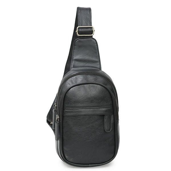 Herre Pu Læder Vandtæt Casual Crossbody Taske Brysttaske Cykling Udendørs Sport Skuldertaske