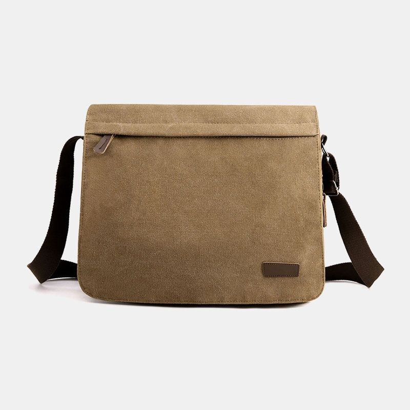 Herre Retro Canvas Front Lynlås Lomme Crossbody Skuldertaske Udtrækkelig Design Casual Rejsetaske