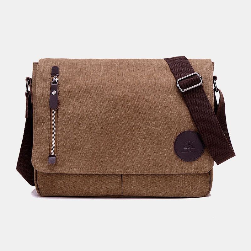 Herre Retro Canvas Multipocket Anti-tyveri Crossbody Skuldertaske Stor Kapacitet Messenger Rejsetaske