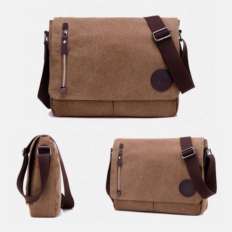 Herre Retro Canvas Multipocket Anti-tyveri Crossbody Skuldertaske Stor Kapacitet Messenger Rejsetaske