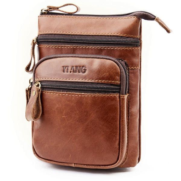 Herre Telefontaske Multifunktion Oil Wax Crossbody Taske Taljetaske