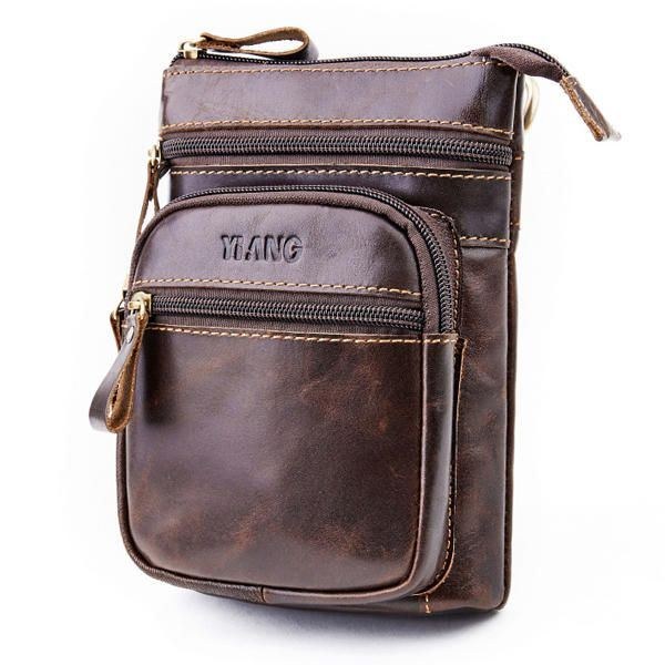 Herre Telefontaske Multifunktion Oil Wax Crossbody Taske Taljetaske