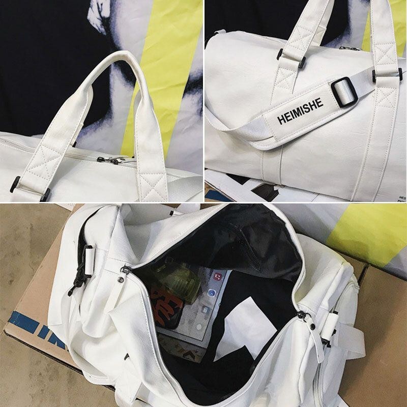 Herre Unisex Tør Våd Separation Gymnastiktaske Pu Læder Multi-bære Stor Kapacitet Rejse Udendørs Bagage Håndtaske Crossbody Taske