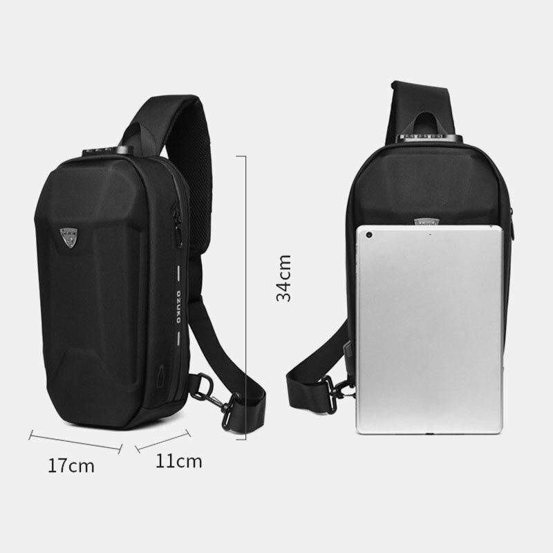 Herre Usb-opladning Multi-pocket Anti-tyveri Vandtæt Udendørs Crossbody Taske Brysttaske Sling Bag