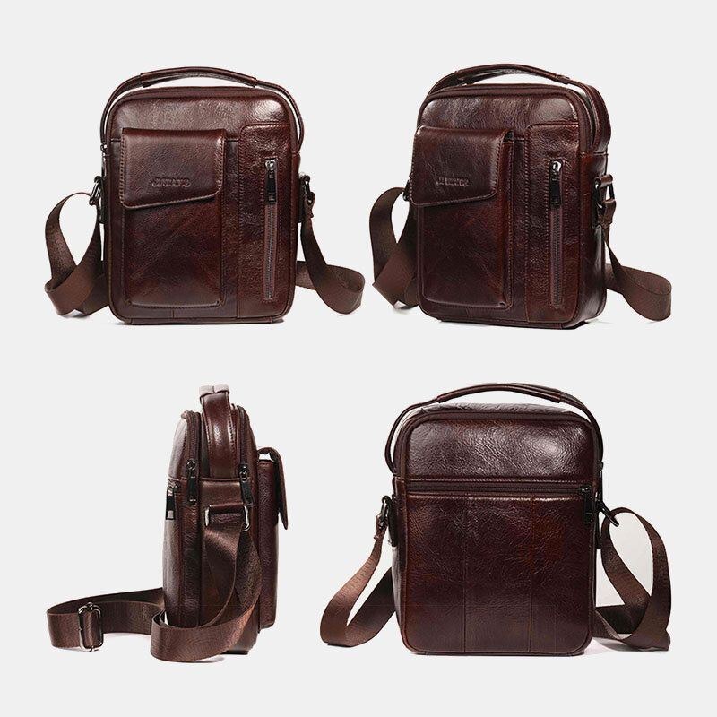 Herre Vintage Ægte Læder Crossbody-taske Skuldertaske Business-taske