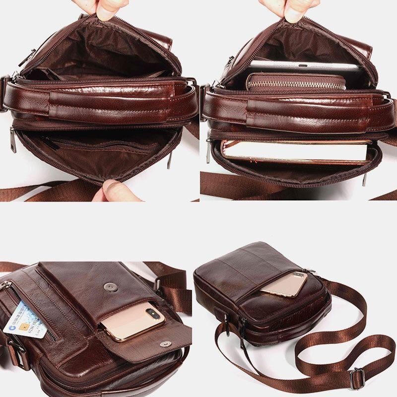 Herre Vintage Ægte Læder Crossbody-taske Skuldertaske Business-taske