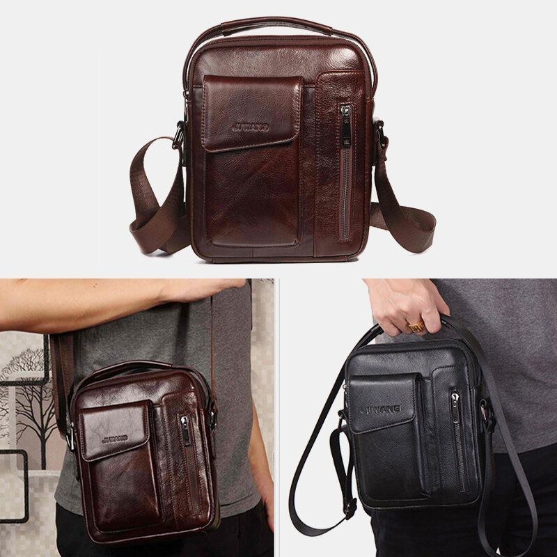 Herre Vintage Ægte Læder Crossbody-taske Skuldertaske Business-taske