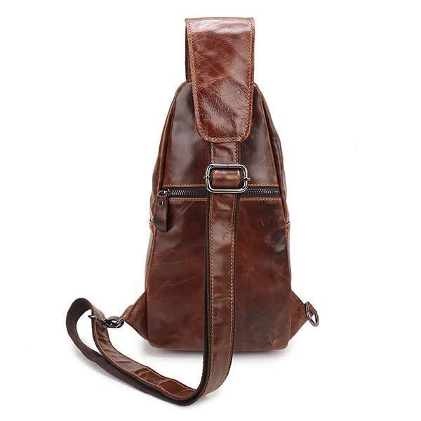 Herre Vintage Ægte Læder Retro Crossbody Taske Brysttaske