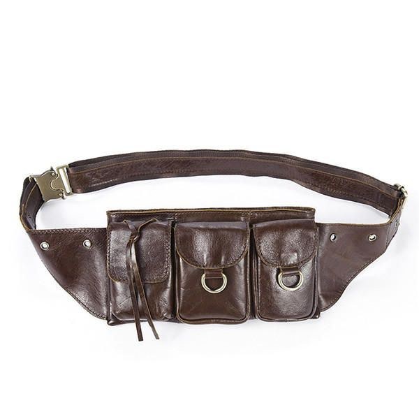 Herre Vintage Ægte Læder Taljetaske Holdbar Retro Crossbody Taske