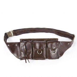 Herre Vintage Ægte Læder Taljetaske Holdbar Retro Crossbody Taske