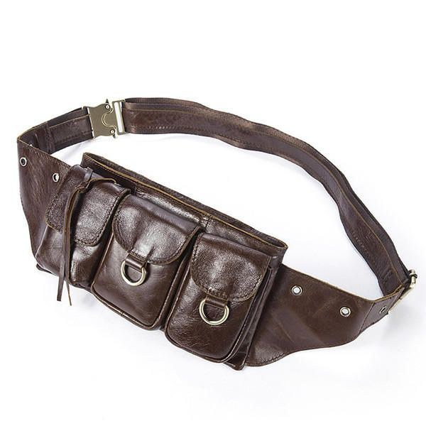 Herre Vintage Ægte Læder Taljetaske Holdbar Retro Crossbody Taske